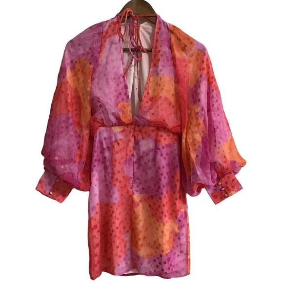 ASOS DESIGN Button Through Blouson Sleeve Mini Dress New Size 0 - Picture 2 of 9